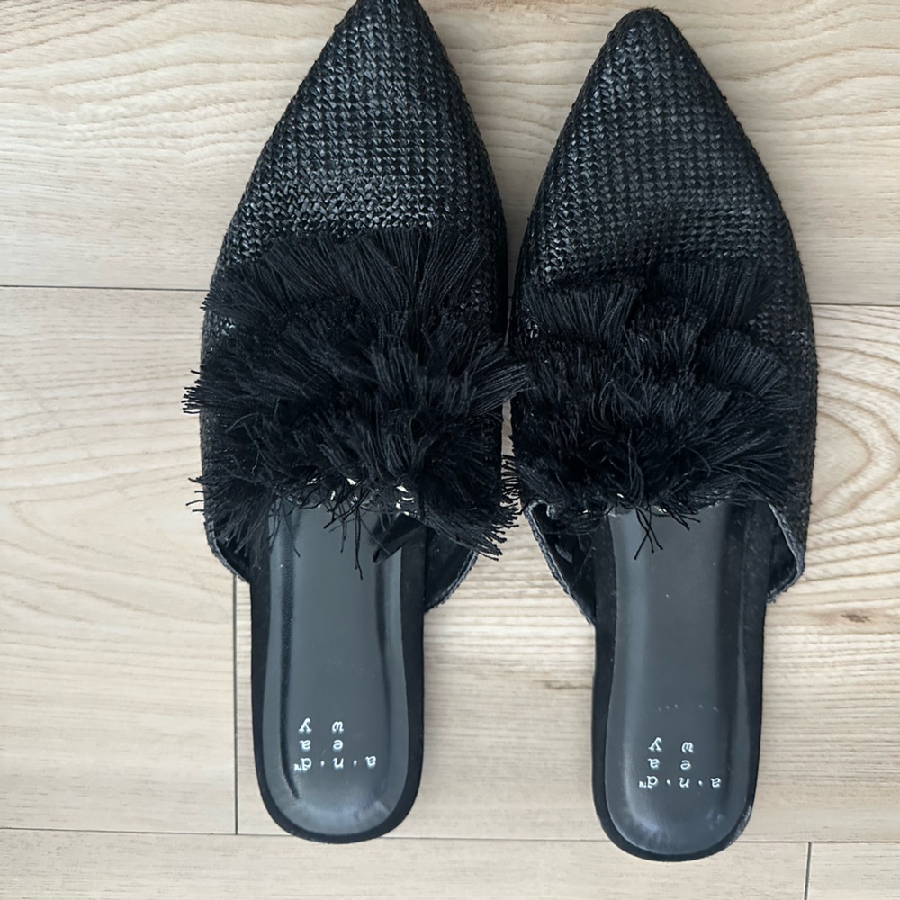 Black slide on shoes